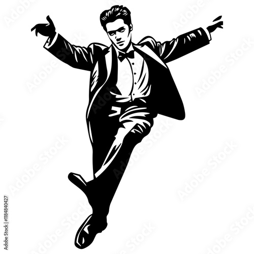 business man dancing moves silhouette illustration 