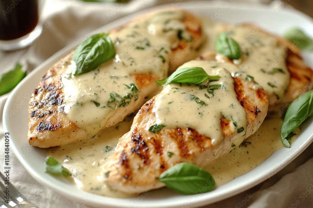 Grilled Chicken Breast with Creamy Basil Sauce: A Flavorful and Healthy Meal Grilled Chicken Breast with Creamy Basil Sauce: A Flavorful and Healthy Meal