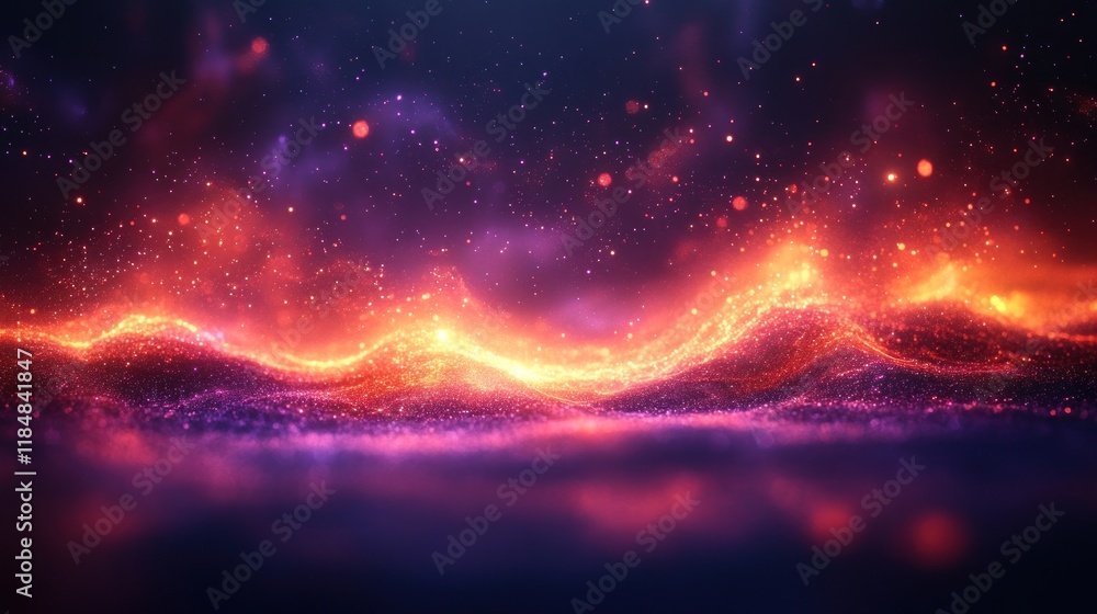 Obraz premium Abstract glowing particles wave background. (1)