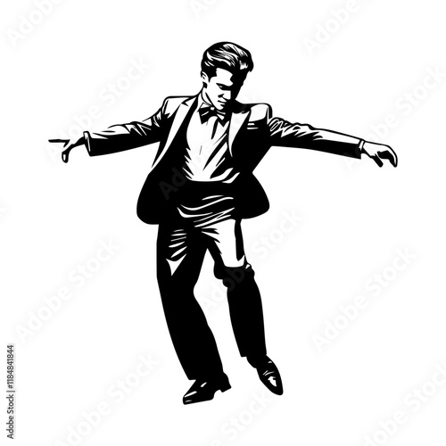 business man dancing moves silhouette illustration 