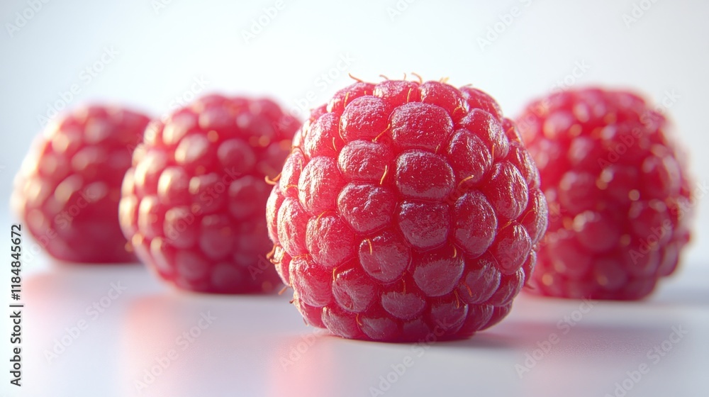 Close-up of Ripe Raspberries on a White Background Close-up of Ripe Raspberries on a White Background