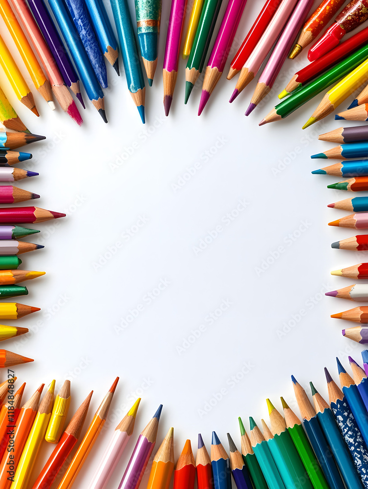 Fototapeta premium color pencils frame