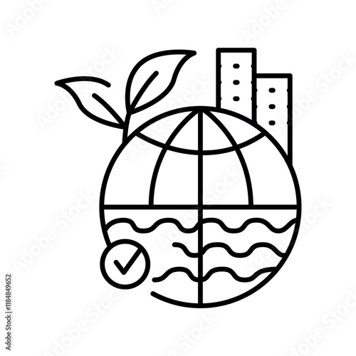 Climate adaptation black line icon.