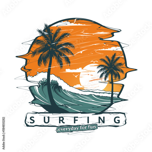 Surfing Everyday for fun. design for t-shirt printing