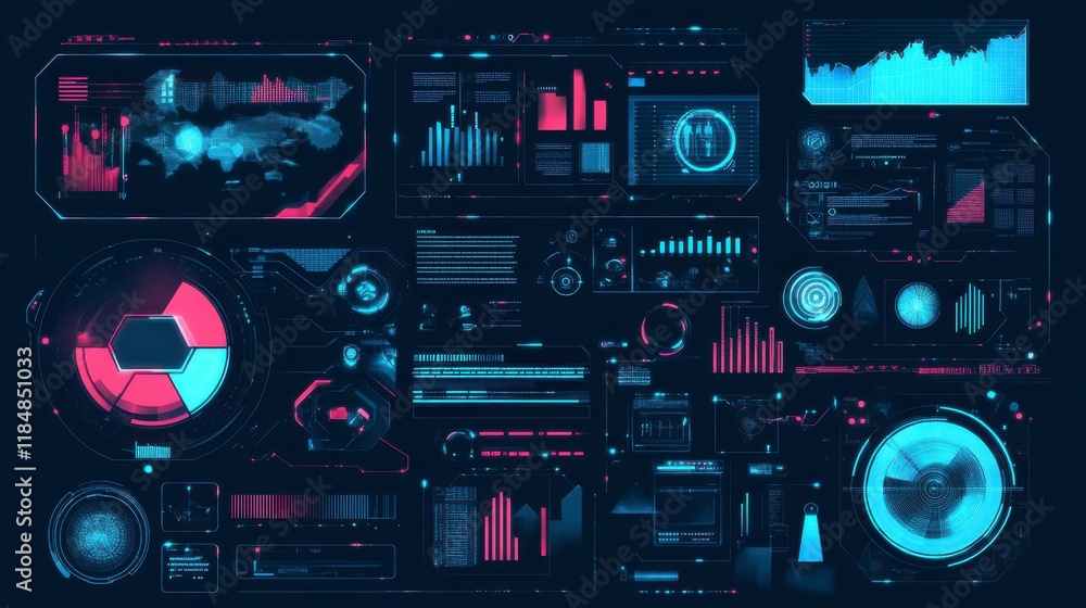 Futuristic Tech Interface with Advanced Data Visualization Futuristic Tech Interface with Advanced Data Visualization