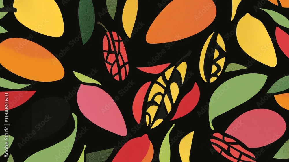 Bold Tropical Fruit Pattern - Vibrant Mango Design Bold Tropical Fruit Pattern - Vibrant Mango Design