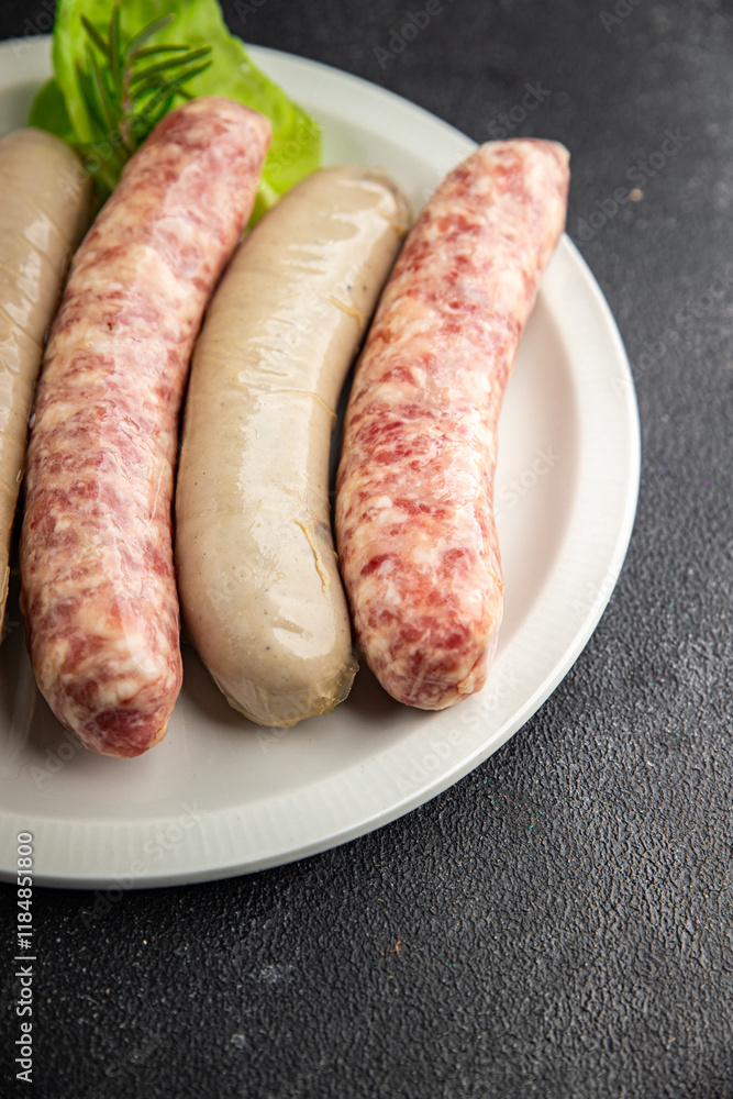 raw sausages pork, beef, chicken, lamb fresh tasty food dish delicious gourmet food background on the table rustic food top view copy space raw sausages pork, beef, chicken, lamb fresh tasty food dish delicious gourmet food background on the table rustic food top view copy space