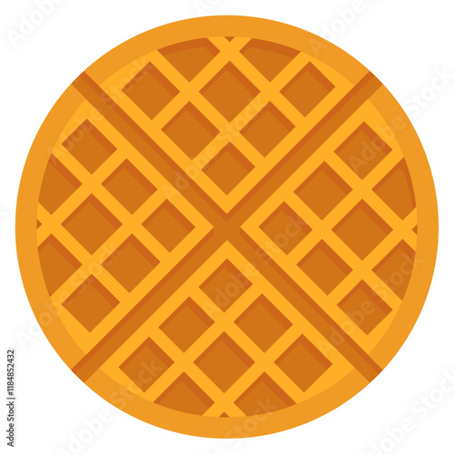 Round waffle top view vector, Belgian waffle.