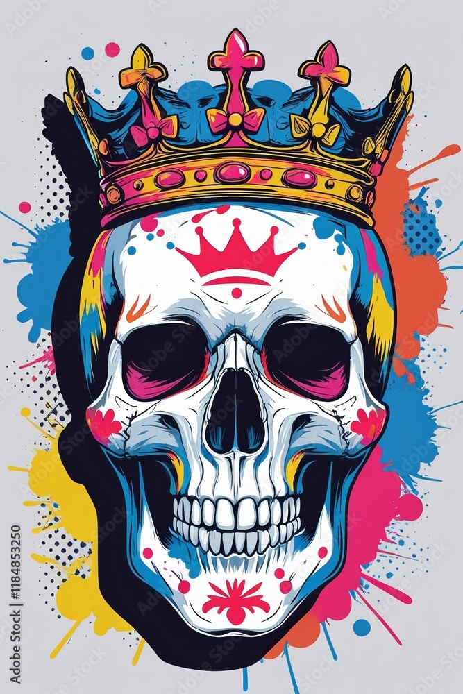 Fototapeta premium skull illustration with paint spills