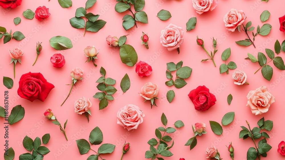Romantic Rose Pattern Background for Valentine's Day Romantic Rose Pattern Background for Valentine's Day