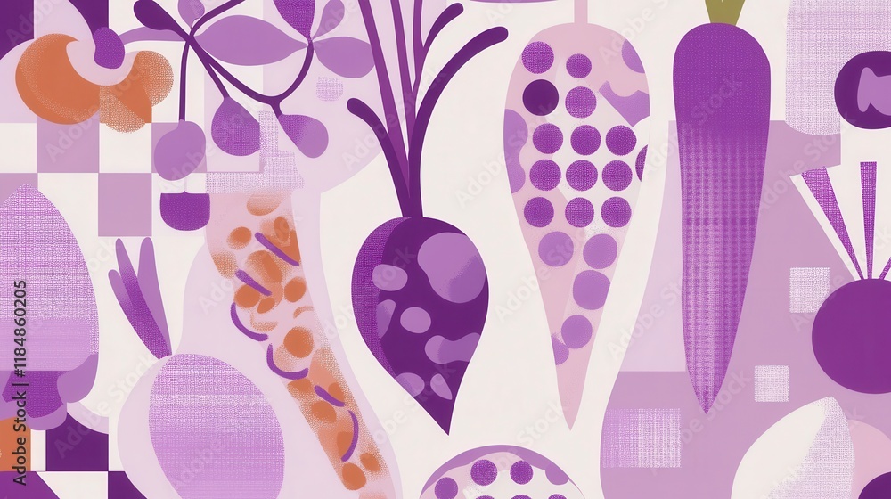 Abstract Purple Vegetable Art: A Vibrant Display of Root Vegetables Abstract Purple Vegetable Art: A Vibrant Display of Root Vegetables