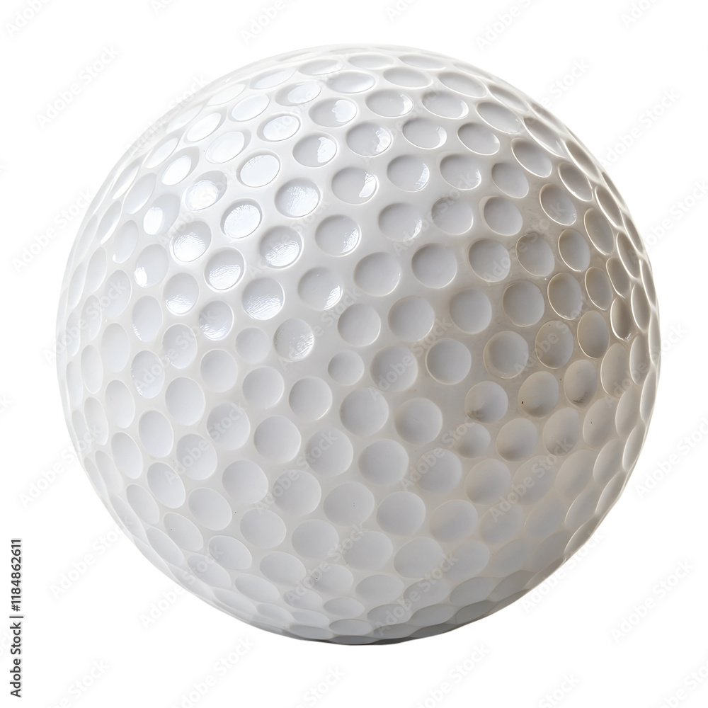 A perfectly spherical golf ball isolated on a transparent background. The ball is white with numerous dimples covering its surface, providing a classic and recognizable image. A perfectly spherical golf ball isolated on a transparent background. The ball is white with numerous dimples covering its surface, providing a classic and recognizable image.