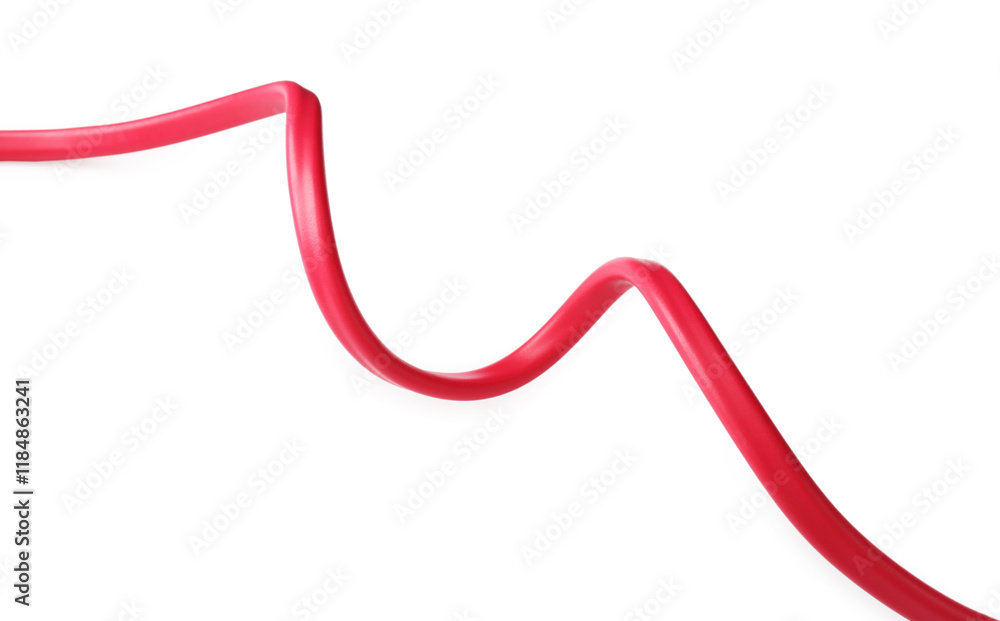 One red electrical wire isolated on white One red electrical wire isolated on white