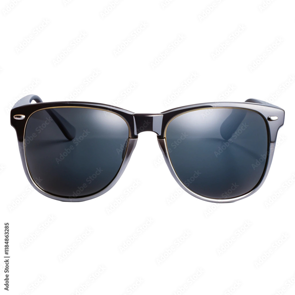 Sunglasses with black lenses front view isolated on transparent background
Sunglasses with black lenses front view isolated on transparent background