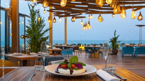 Rooftop Restaurant with a Stunning Ocean View: Exquisite Mediterranean Cuisine, Elegant Ambiance, and Fine Dining Experience