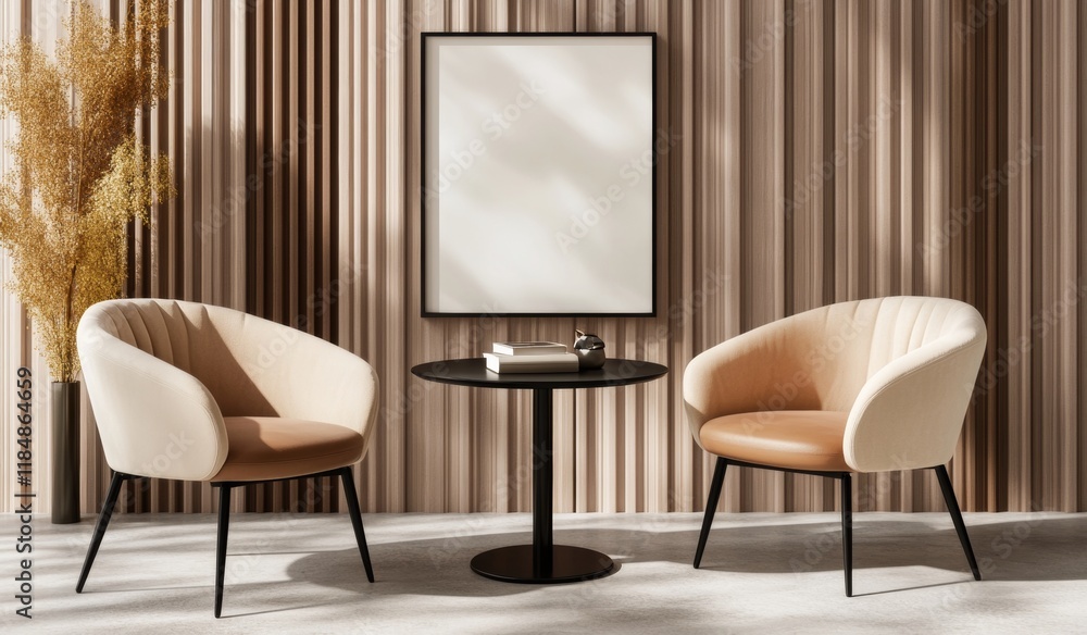 White Blank Frame on Wall in Modern Office Interior White Blank Frame on Wall in Modern Office Interior
