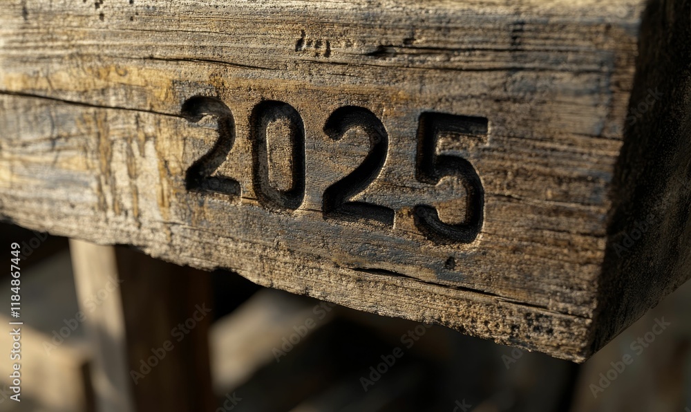 Wooden block; carved 2025; aged texture. Wooden block; carved 2025; aged texture.