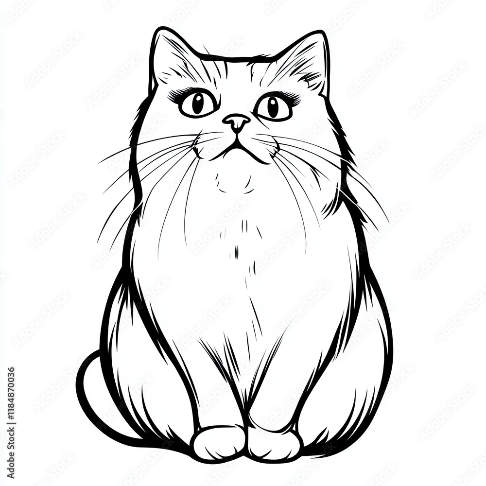Obraz premium Cute Cat Line Art
