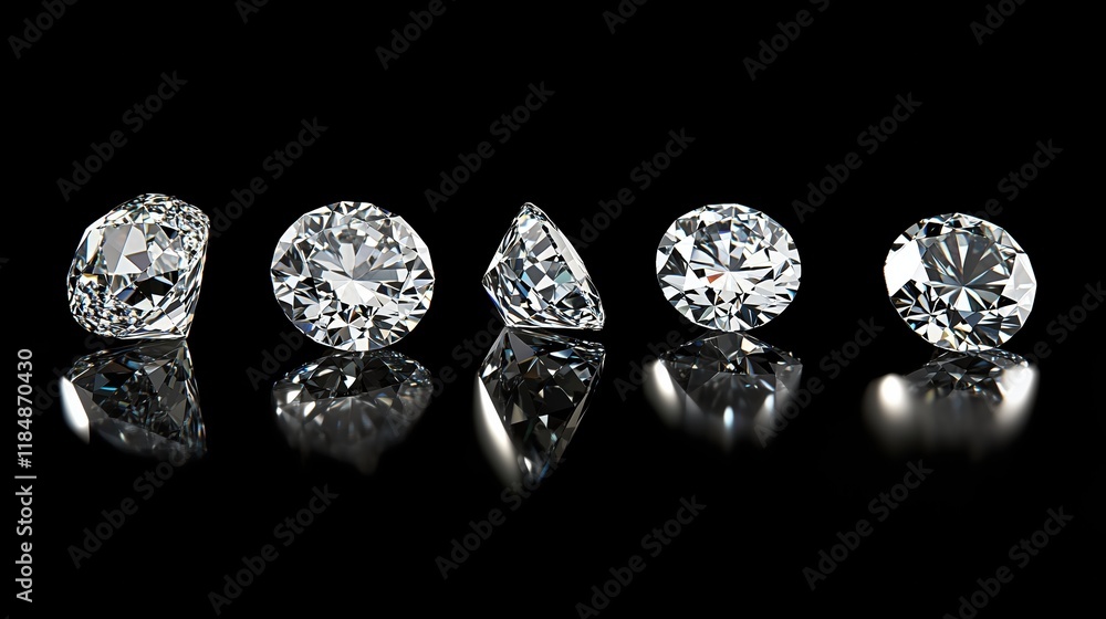 A Group of Different Sized Diamonds on a Black Background - Generative AI