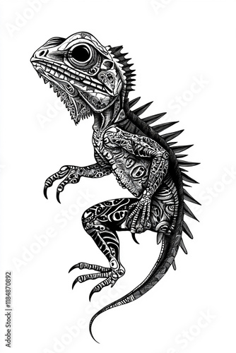 Basilisk black and white illustration photo