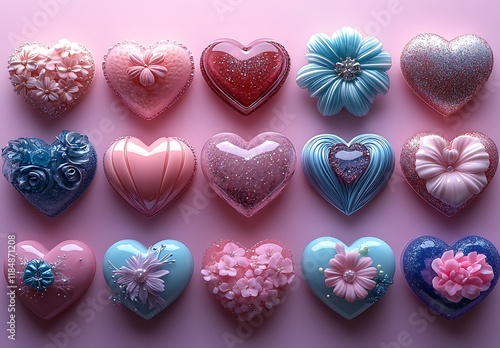 Group of Heart-Shaped Objects


