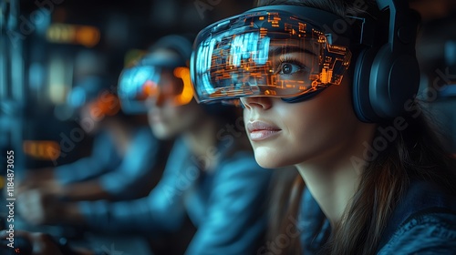 Tech innovator engaging with cutting-edge virtual reality technology image photo