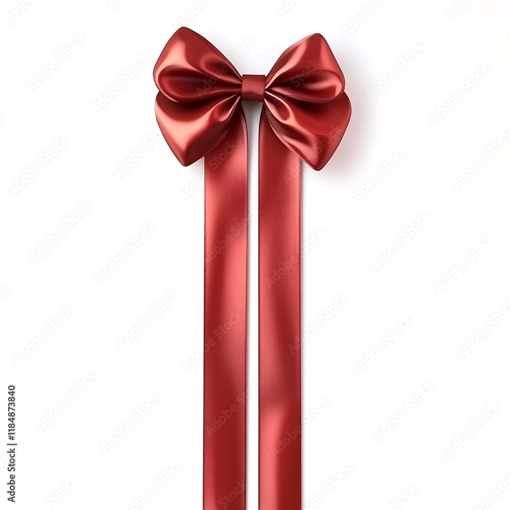 red heart, red ribbon, white background red heart, red ribbon, white background