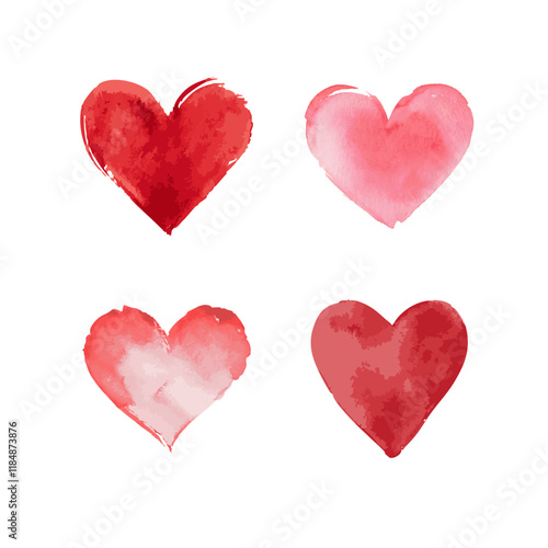 Watercolor heart vector illustration. Love symbol in hand painted water color style.