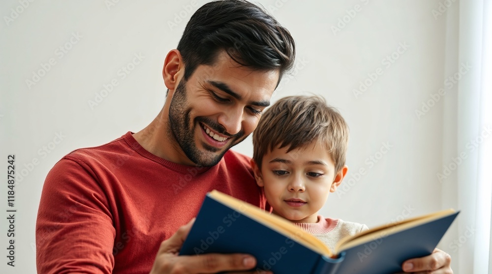Father and Son Reading Together Father and Son Reading Together