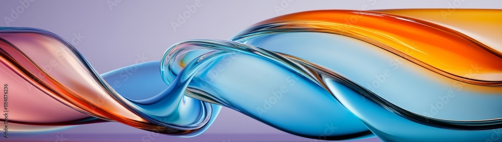 Naklejka premium Colorful Glass Rings in Motion on Purple Background