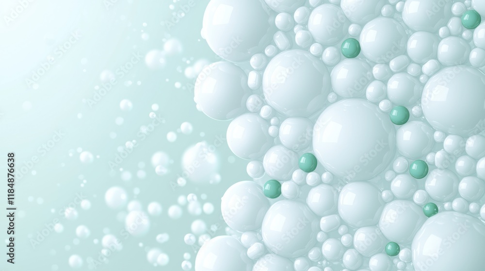 custom made wallpaper toronto digitalAbstract composition of white and green spheres in aesthetic flowing pattern