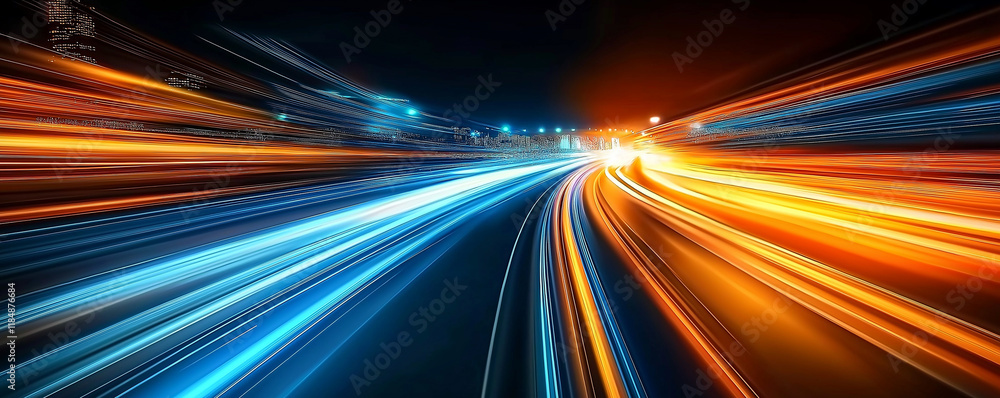 Abstract City Highway at Night with Speeding Cars and Motion Blur Lights Abstract City Highway at Night with Speeding Cars and Motion Blur Lights
