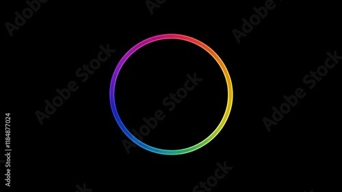 Vibrant rainbow circle on black background.