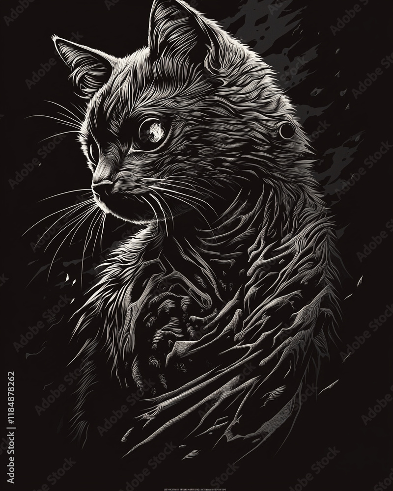 Black Cat black and white illustration Black Cat black and white illustration