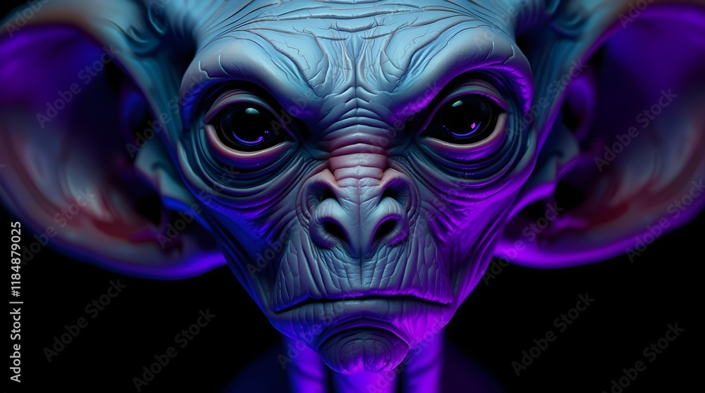 Alien Close Up: Big Eyes and Gray Skin Alien Close Up: Big Eyes and Gray Skin