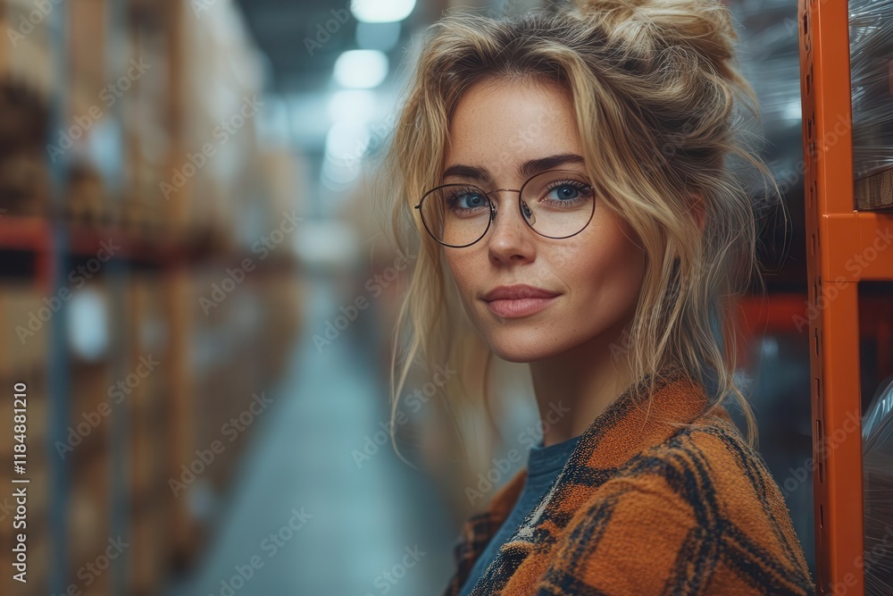 smart warehouse management technology with female supervisor using digital tablet for realtime inventory control in modern distribution center smart warehouse management technology with female supervisor using digital tablet for realtime inventory control in modern distribution center