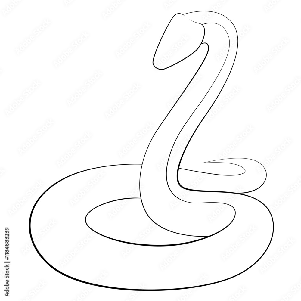 Snake one line drawing on white isolated background. 2025 Chinese New Year Snake one line drawing on white isolated background. 2025 Chinese New Year
