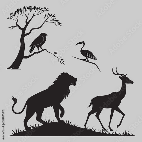 Animal silhouette vector design art and illustration