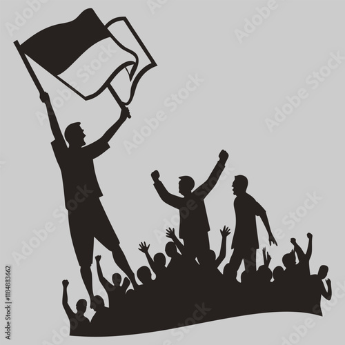 winning team supporters silhouette vector design art and illustration