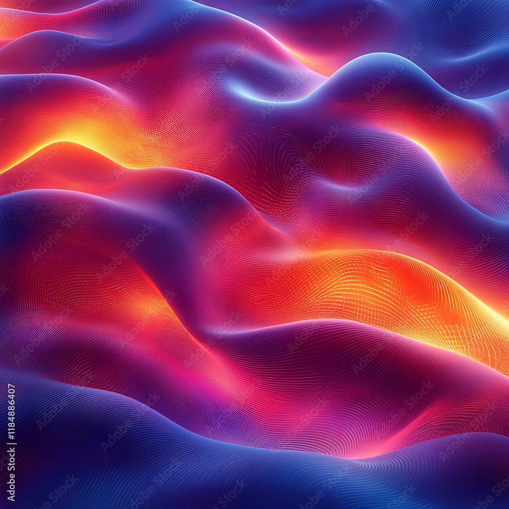 Fototapeta premium Illuminated gradient waves forming magical abstract scene picture