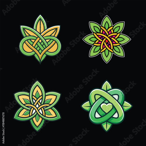 Ornamental Irish Heritage Vector Graphics with Abstract Geometry