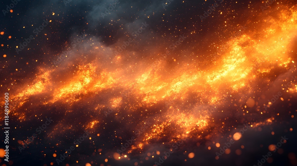 Flames dance and spark wildly against a dark night sky creating a dramatic visual spectacle. Generative AI Flames dance and spark wildly against a dark night sky creating a dramatic visual spectacle. Generative AI