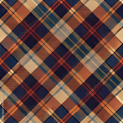 Stylish. fall-inspired tartan pattern in a mix of warm autumnal colors.
