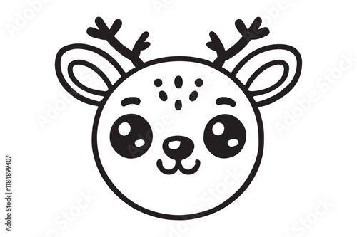 Cute cartoon reindeer face line art