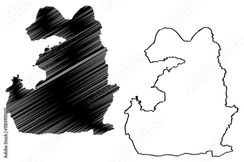 Van (Provinces of the Republic of Turkey) map vector illustration, scribble sketch Van ili map