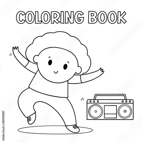  A kid in a cool stance for kids coloring book