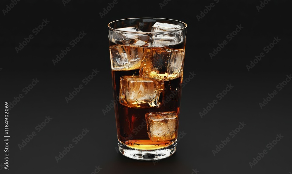 A single cold beer glass filled with ice and beer on a black background, shadows, dark A single cold beer glass filled with ice and beer on a black background, shadows, dark