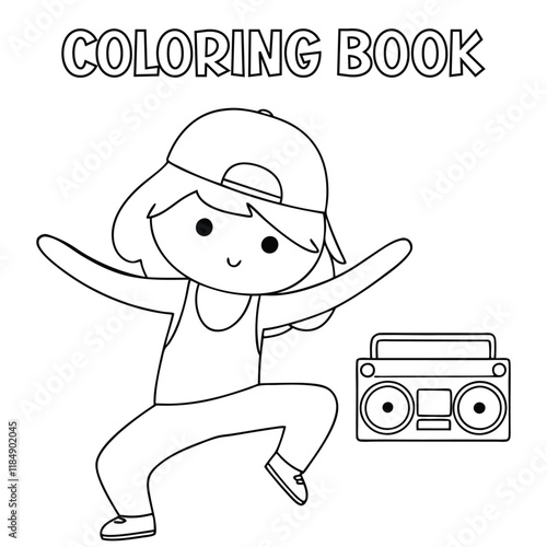A kid in a cool stance for kids coloring book