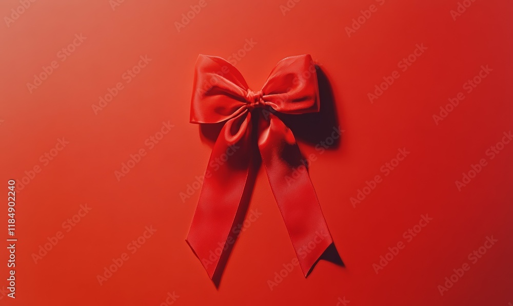 A Single Red Ribbon on a Red Background A Single Red Ribbon on a Red Background