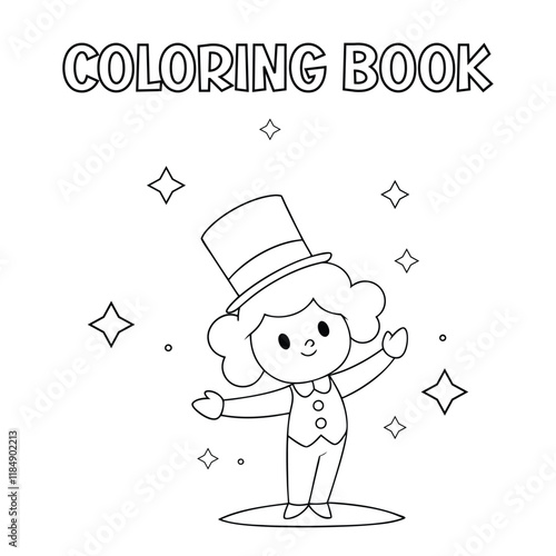  A kid standing in a bold jazz hands position for kids coloring book